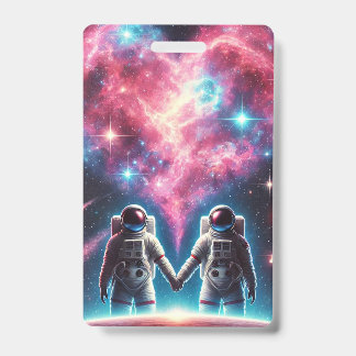 Romantic Astronaut Badge Holder ID Badge