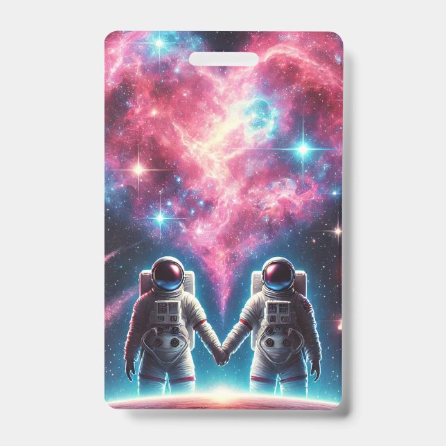 Romantic Astronaut Badge Holder ID Badge (Front)