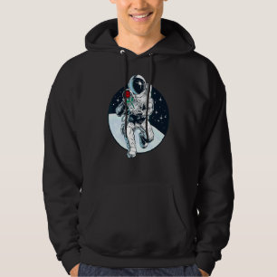 Romantic Astronaut In Space Spaceman With Rose Fl Hoodie