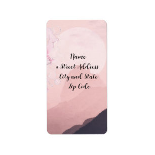 Romantic Atmospheric Mauve Mountain Mist at Sunset Label