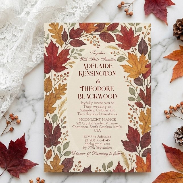 Romantic Autumn Bliss Fall Colours Country Wedding Invitation (Romantic Autumn Bliss Fall Colors Country Wedding Invitation)