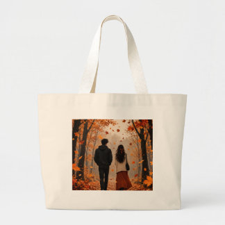 Romantic Autumn Couple Tote Bag | Cosy Fall Leaves