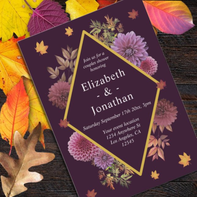 Romantic Autumn Dahlia Couples Shower Invitation (Creator Uploaded)
