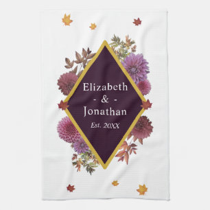 Romantic Autumn Dahlia Tea Towel