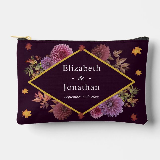 Romantic Autumn Dahlia Wedding Accessory Pouch (Front)