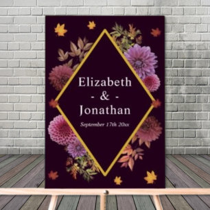 Romantic Autumn Dahlia Wedding Acrylic Sign