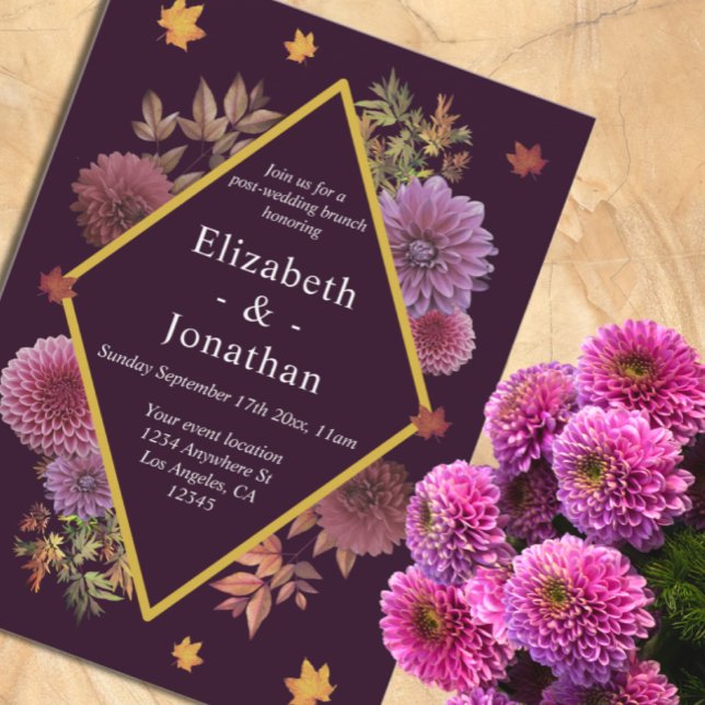 Romantic Autumn Dahlia Wedding Brunch Invitation (Creator Uploaded)