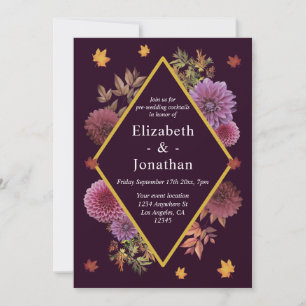 Romantic Autumn Dahlia Wedding Cocktails Invitation