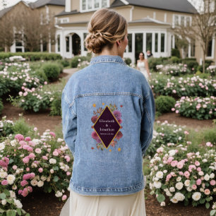 Romantic Autumn Dahlia Wedding Denim Jacket
