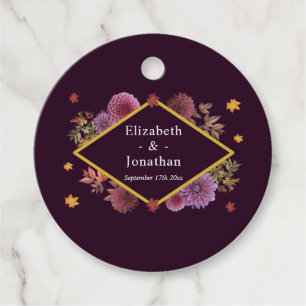 Romantic Autumn Dahlia Wedding Favour Tags