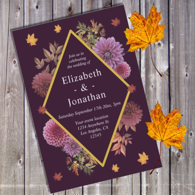 Romantic Autumn Dahlia Wedding Invitation (Creator Uploaded)