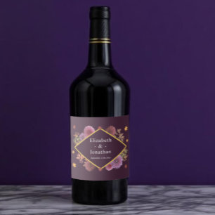 Romantic Autumn Dahlia Wedding Liquor Bottle Label