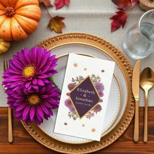 Romantic Autumn Dahlia Wedding Napkin