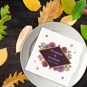 Romantic Autumn Dahlia Wedding Napkin
