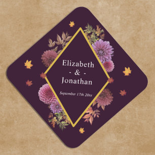 Romantic Autumn Dahlia Wedding Paper Coaster