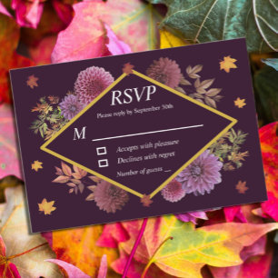 Romantic Autumn Dahlia Wedding RSVP Card