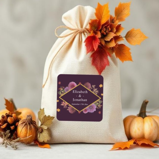 Romantic Autumn Dahlia Wedding Square Sticker (Creator Uploaded)