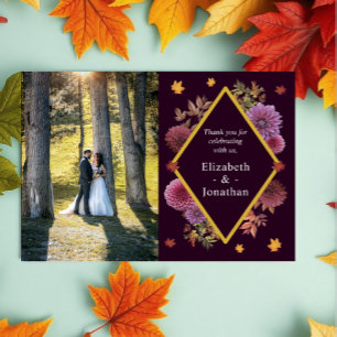 Romantic Autumn Dahlia Wedding Thank You Card