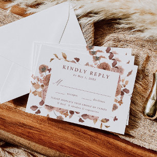 Romantic Autumn Floral Meal Choice Wedding RSVP Card