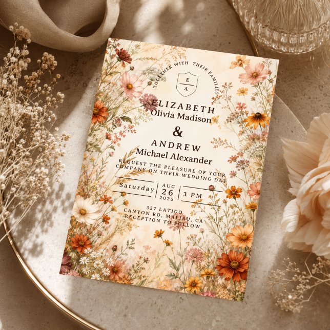 Romantic Autumn Floral Wedding Invitation (Creator Uploaded)