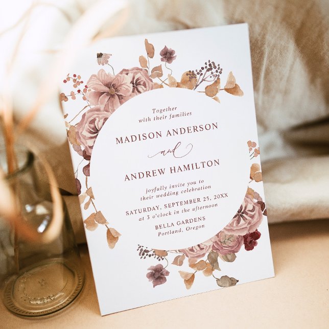 Romantic Autumn Floral Wedding Invitation (Creator Uploaded)