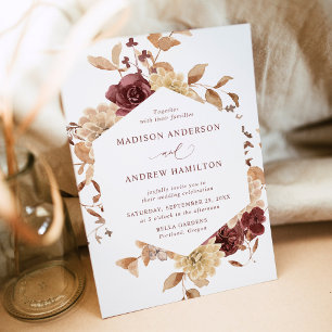 Romantic Autumn Floral Wedding Invitation