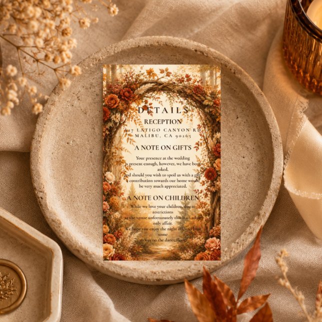 Romantic Autumn Forest Wedding Enclosure Card (Creator Uploaded)