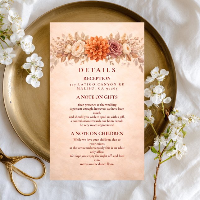 Romantic Autumn Garden Wedding Enclosure Card (Creator Uploaded)