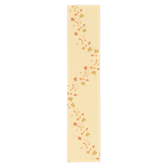 romantic Autumn Leaves ivory Short Table Runner (Front)