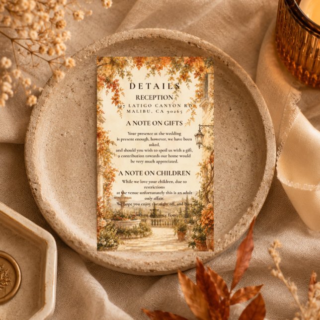 Romantic Autumn Outdoor Wedding Enclosure Card (Creator Uploaded)