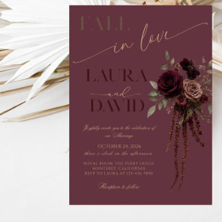 Romantic Autumn Wedding Celebration Party Invitation