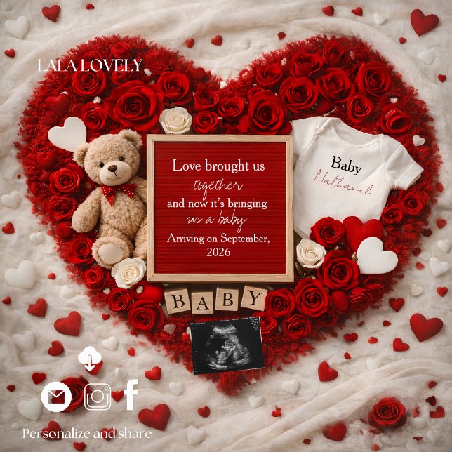 Romantic baby reveal pregnancy announcement card (Creator Uploaded)