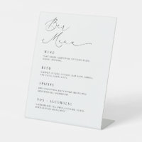Romantic Bar Menu Wedding Acrylic Drink Table Sign