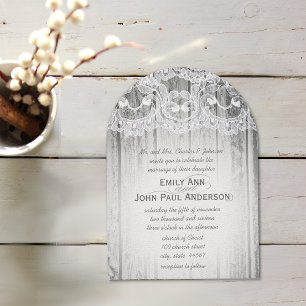 Romantic Barn Wood and Lace Elegant Wedding Invitation