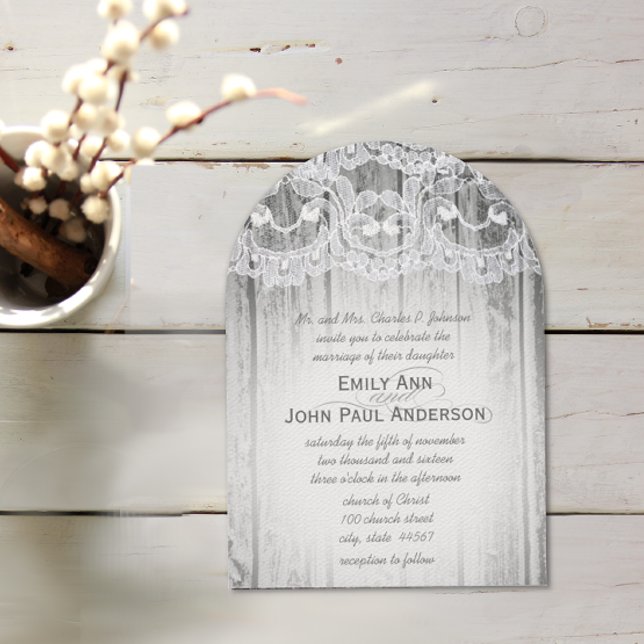 Romantic Barn Wood and Lace Elegant Wedding Invitation (Creator Uploaded)