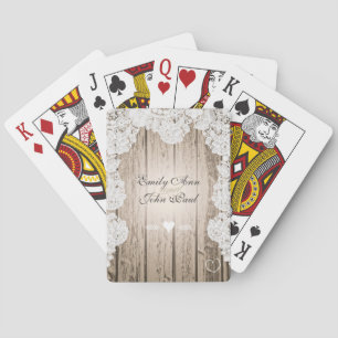 Romantic Barn Wood Vintage Wedding Playing Cards