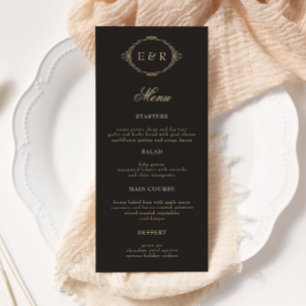 Romantic Baroque Ornate Frame Wedding Menu Card