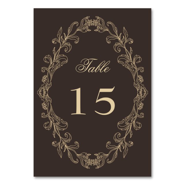 Romantic Baroque Ornate Frame Wedding Table Number (Front)