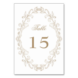 Romantic Baroque Ornate Frame Wedding Table Number