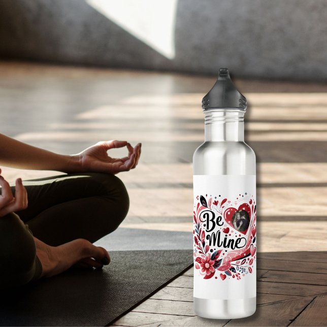 Romantic "Be Mine" Quote Dark Red Heart Bohemian 710 Ml Water Bottle (Creator Uploaded)