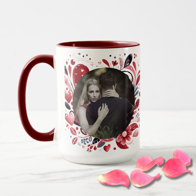 Romantic "Be Mine" Quote Dark Red Heart Bohemian Mug (Creator Uploaded)