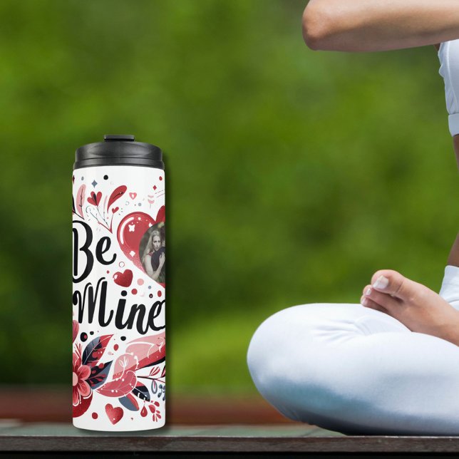 Romantic "Be Mine" Quote Dark Red Heart Bohemian Thermal Tumbler (Creator Uploaded)