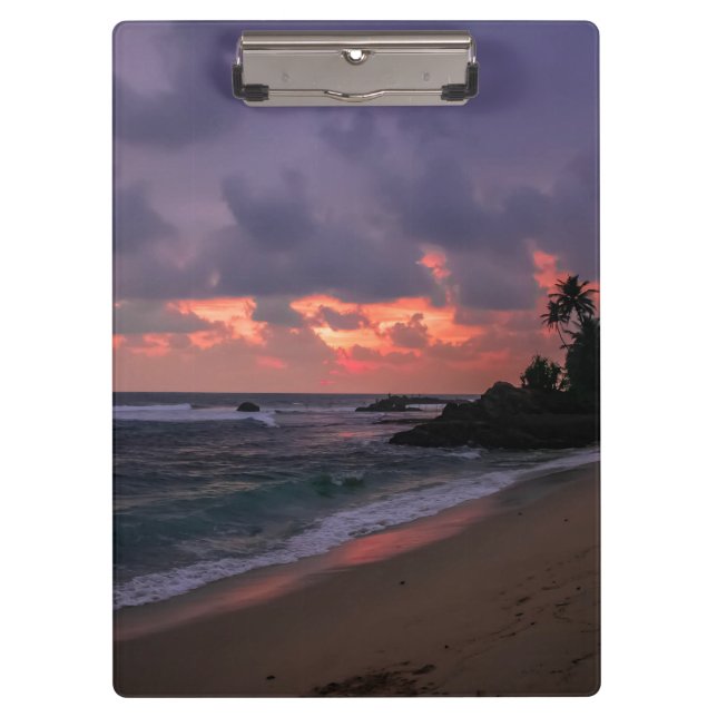 Romantic Beach at Dusk Clipboard (Front)