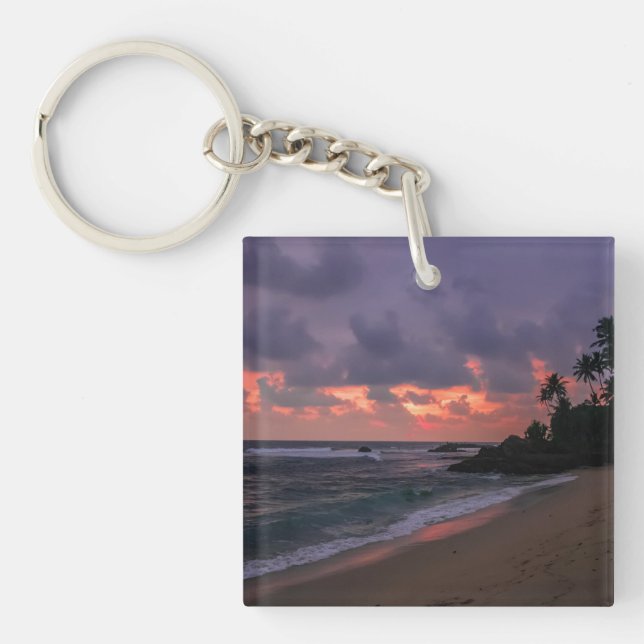 Romantic Beach at Dusk Key Ring (Front)