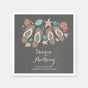Romantic Beach flip flops Wedding Paper Napkins