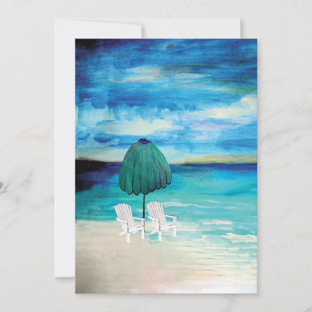 Romantic beach note greeting cards. invitation (Front)