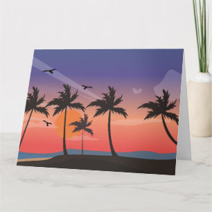 ROMANTIC BEACH PALM TREES BLANK Greeting Card