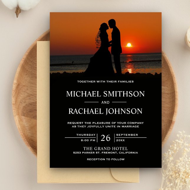 Romantic Beach Sunset Couple Wedding Invitation (Creator Uploaded)