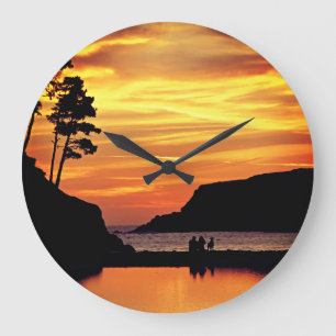 Romantic Beach Sunset Large Clock