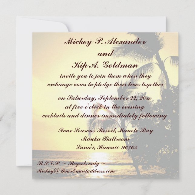 Romantic Beach Wedding Celebration Invitation (Front)